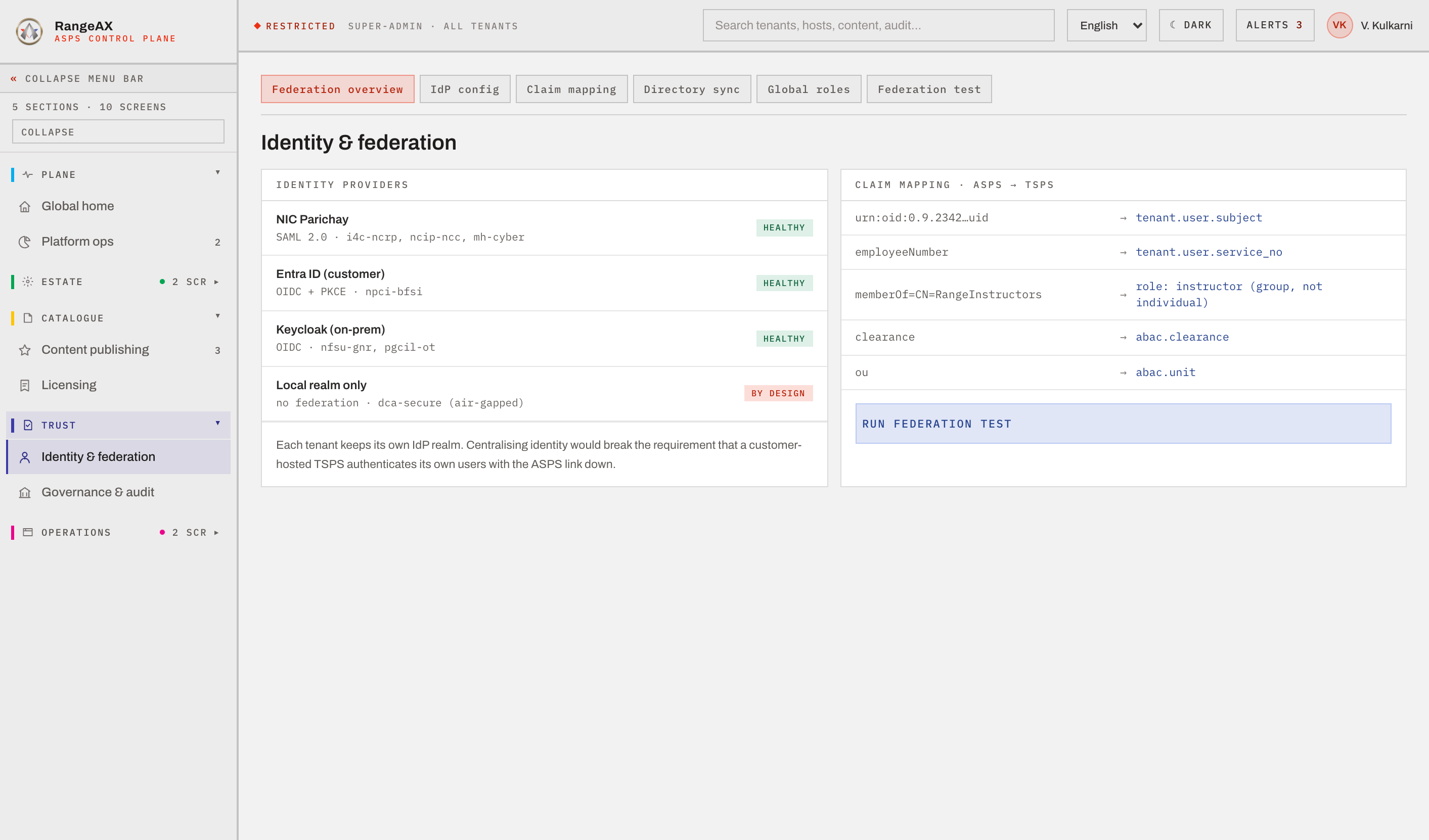 RangeAX identity and federation administration